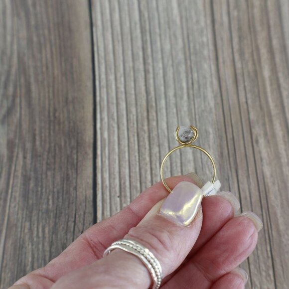 Quartz Gemstone Ring 7 Gold Quartz Stacking Gypsy Bohemian Gift Boho Dainty NWT - Picture 4 of 12